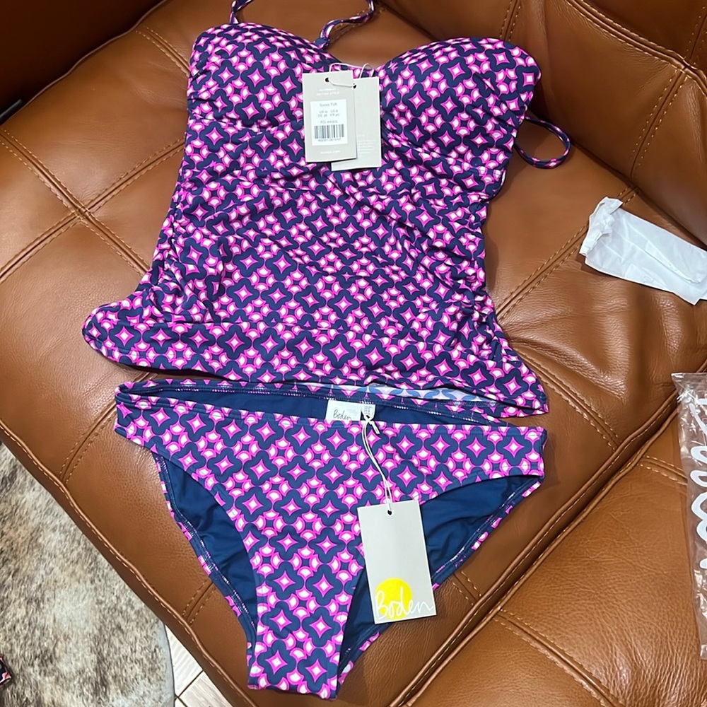 NWT Boden Ischia swimsuit Tankini Set Top 8 bottom 6 with removable straps